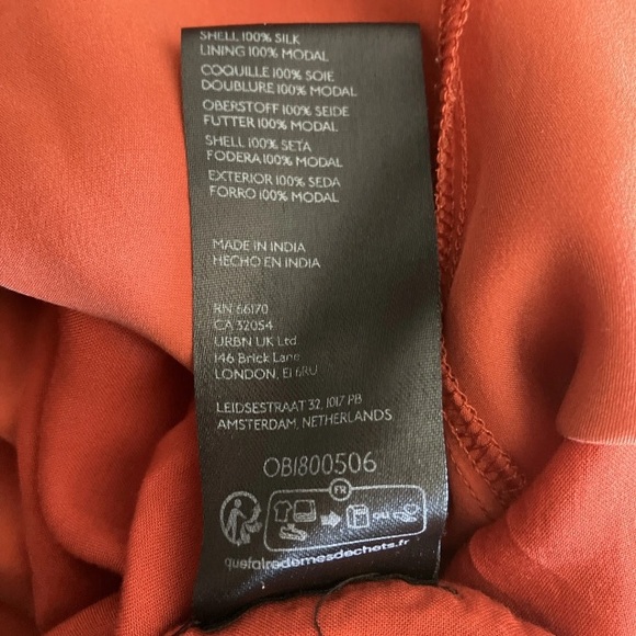 Anthropologie Women’s 6 Mock-Neck Draped Silk Sleeveless Dress In Baked Paprika. - Picture 11 of 12